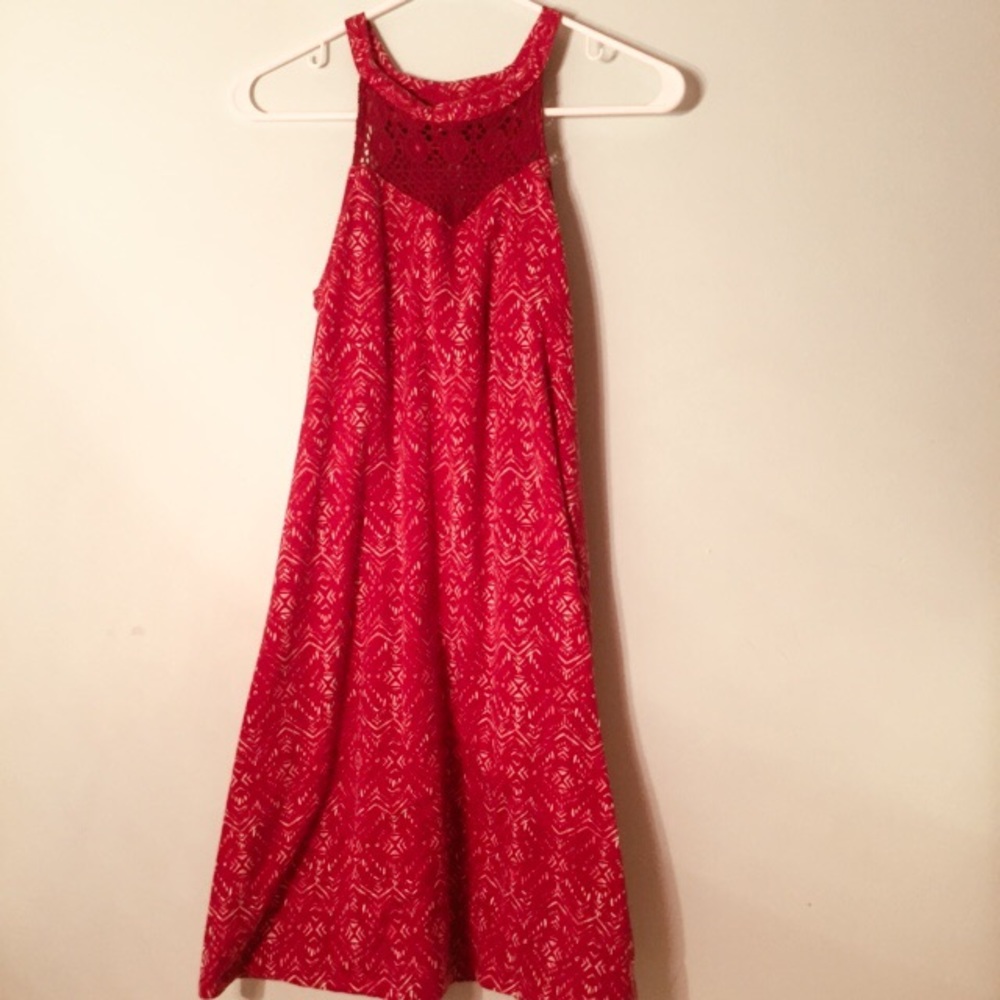 Pink Patterned , V-cut dress.